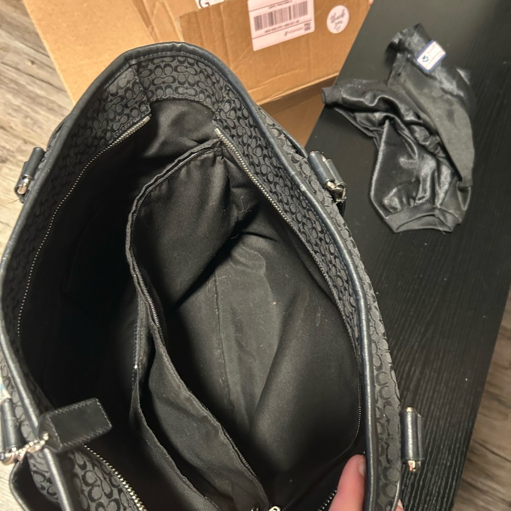 Coach❤️Hampton Black Signature Monogram X-Large Tote/Laptop Bag - Picture 12 of 15